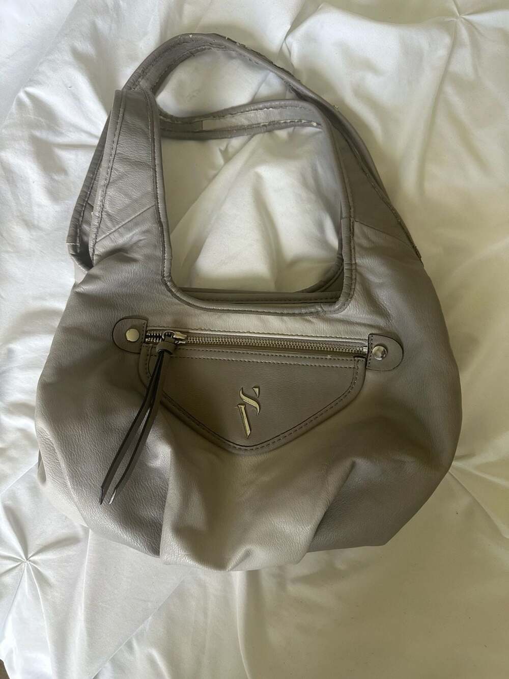 Simply Vera Vera Wang Gray Faux Leather Hobo Shoulder Bag